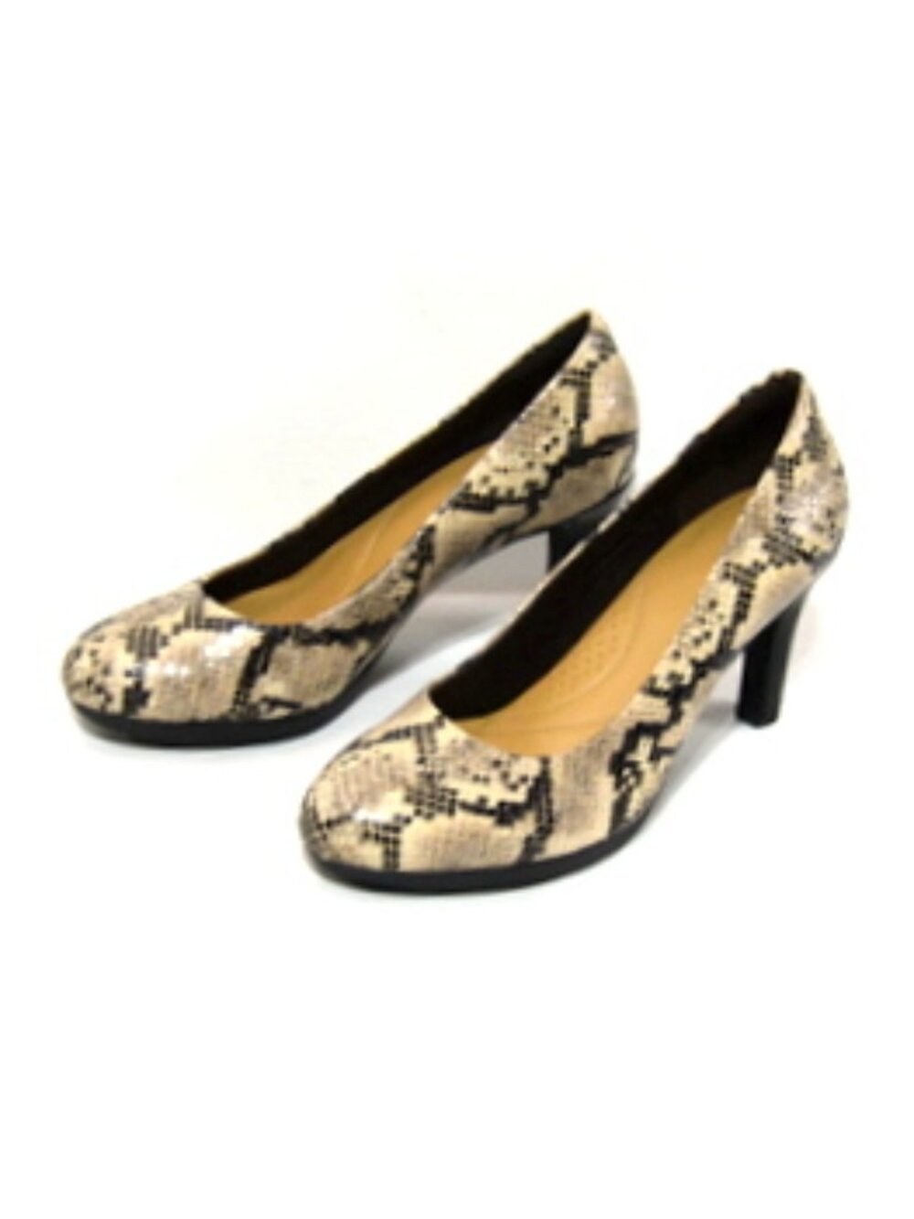 Clarks Indigo Brown Snakeskin Print Ultimate Comfort Collection Heels – Size: 8 - Picture 10 of 10
